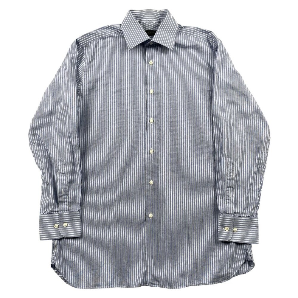 Ike Behar NYC Dress Shirt Mens 15.5 32 33‎ Blue White Formal Wedding Preppy